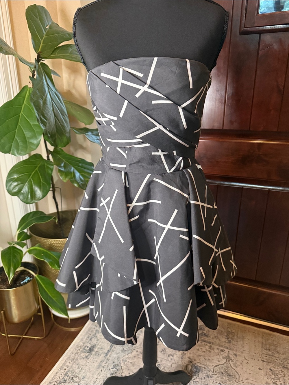C/meo Collective Shaken Up Geo, Strapless, Dress Size S